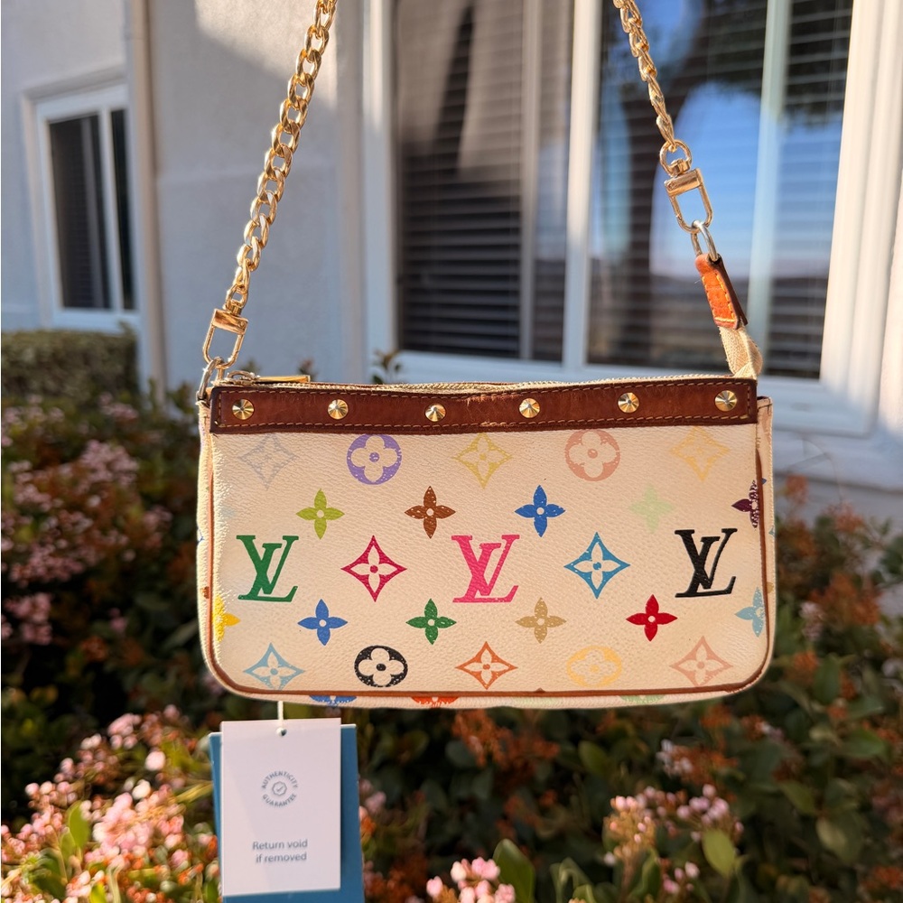 Louis Vuitton Takashi Murakami Pochette with Gold Chain